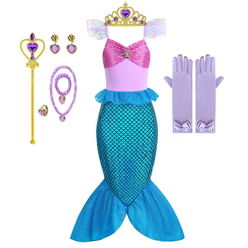 Summer Clothing For Kids Girls - Meerjungfrauen-Prinzessinnen-Kostüm für Mädchen, Kinder-Fantasie-Outfit für Karneval,