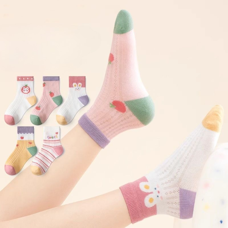 Summer Clothing Baby Girl - Kindersocken, 5 Paare/Lot, Frühling, Sommer, Baumwolle,