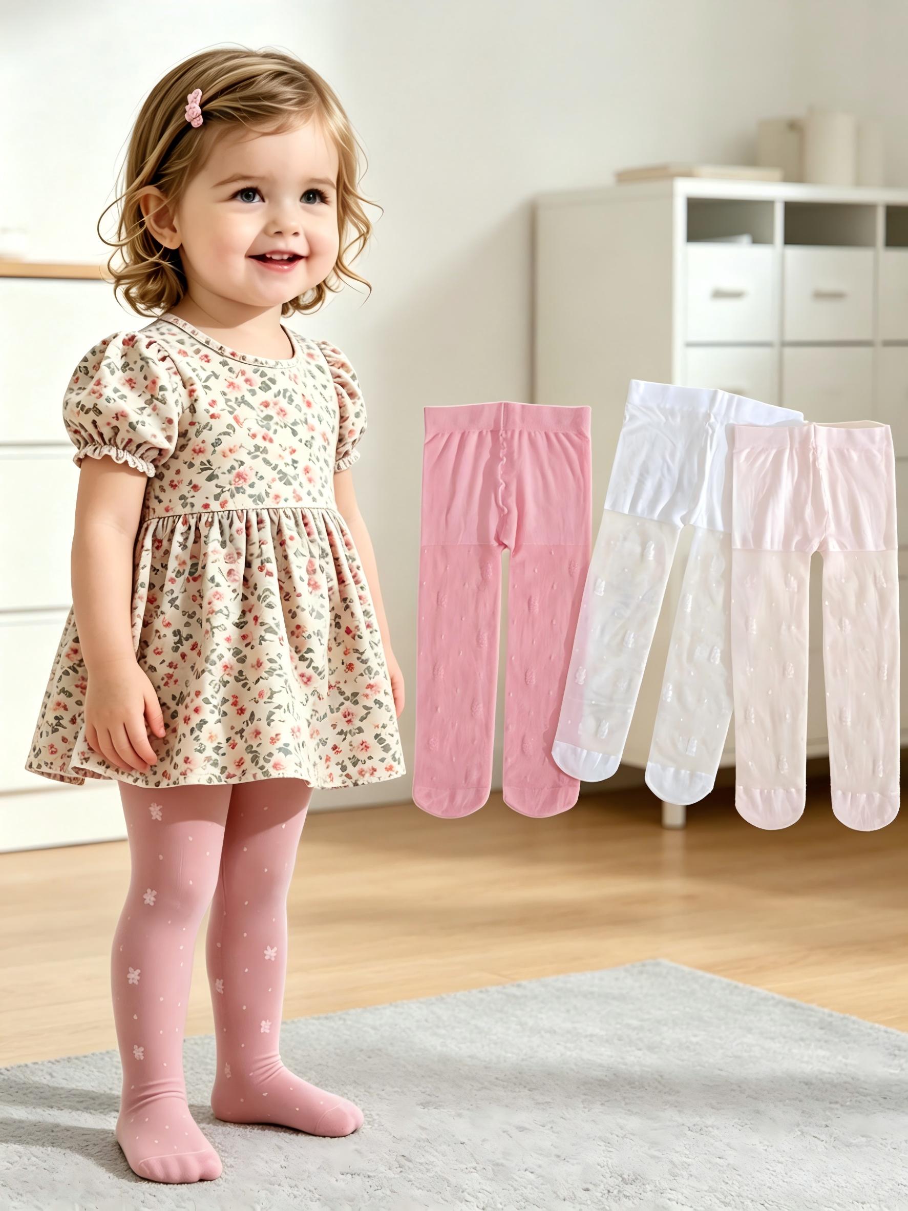 Summer Clothing Baby Girl - 3er-Pack Strumpfhosen mit Blumenmuster für Kleinkinder,