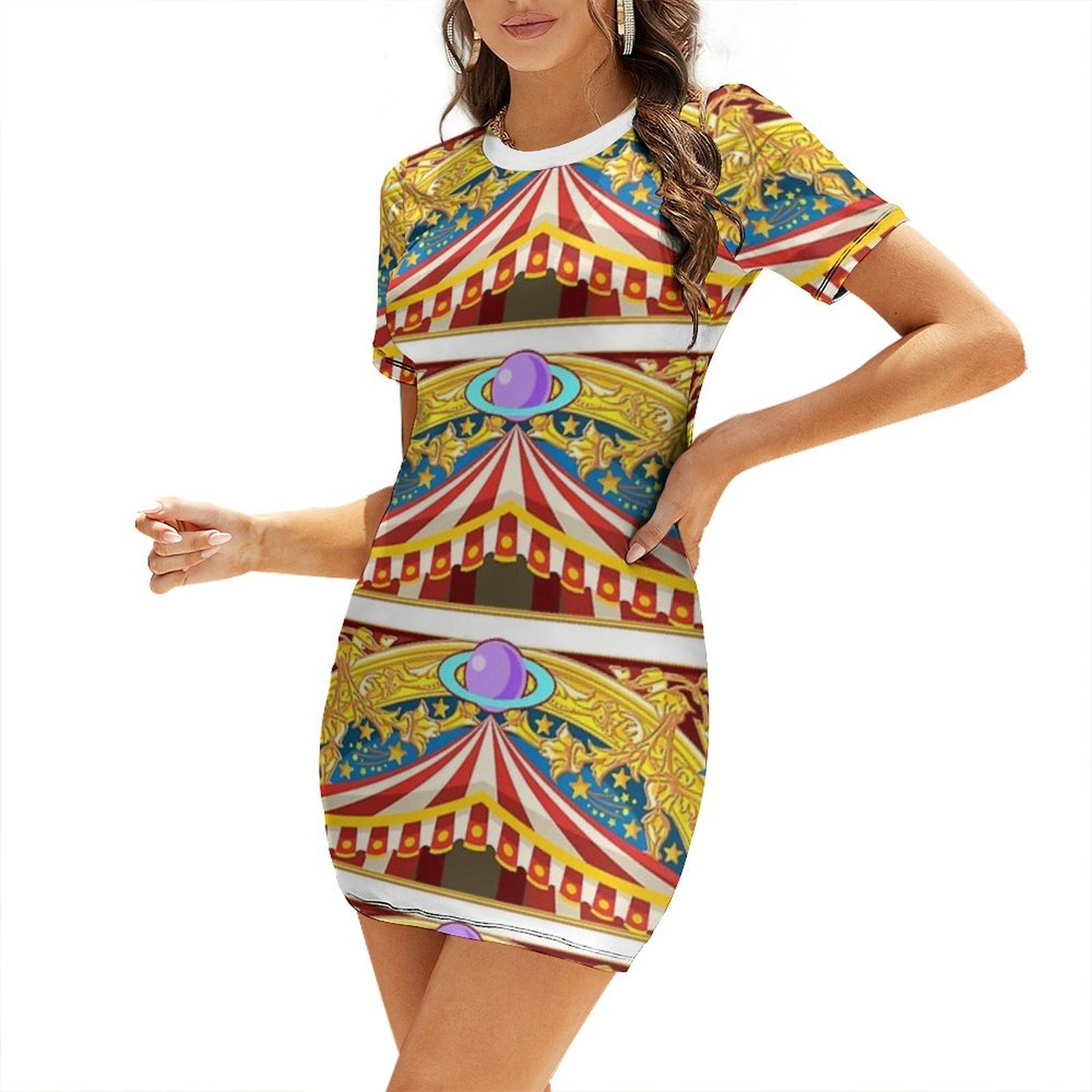 Summer Clothing Banner - Karneval-Banner-Zirkus-Kleid mit kurzen Ärmeln, Kleidung, Kleid